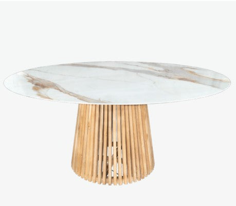 Base teak and ceramic table